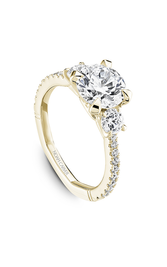 18K Yellow Gold Atelier Three Stone Round Engagement Ring