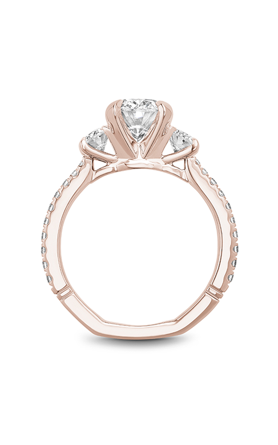 18K Rose Gold Atelier Three Stone Oval Engagement Ring