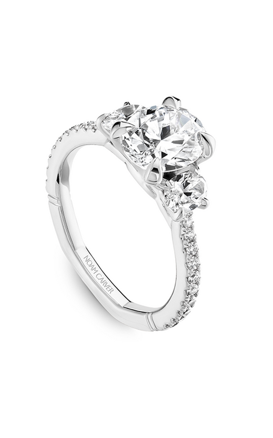 14K White Gold Atelier Three Stone Oval Engagement Ring