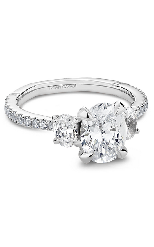 14K Yellow Gold Atelier Three Stone Oval Engagement Ring