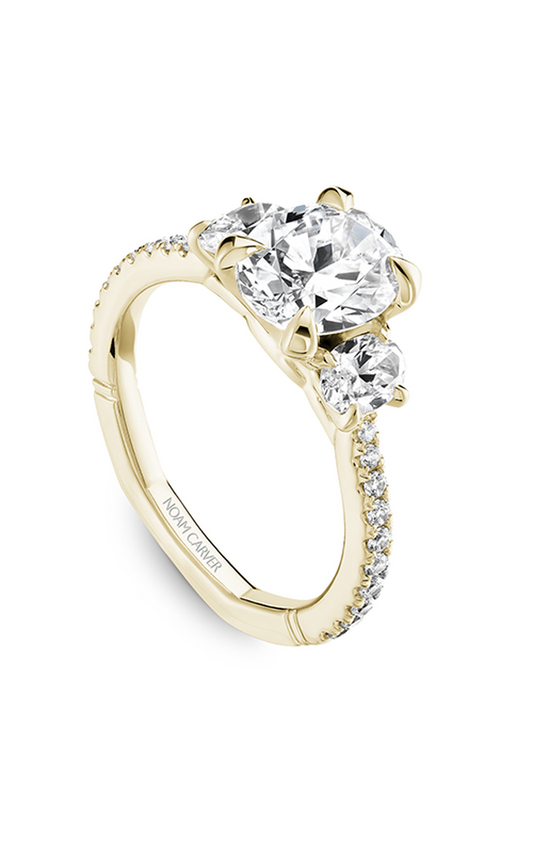 18K Yellow Gold Atelier Three Stone Oval Engagement Ring