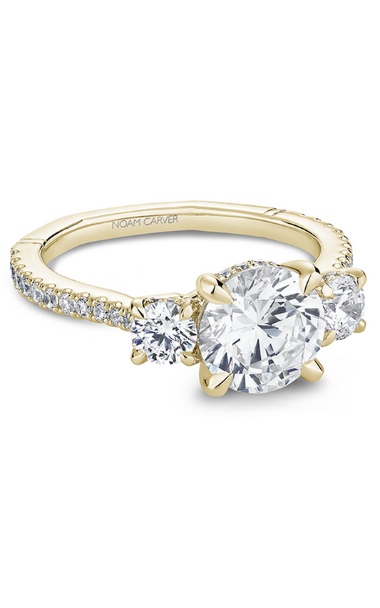 14K Yellow Gold Atelier Three Stone Round Engagement Ring