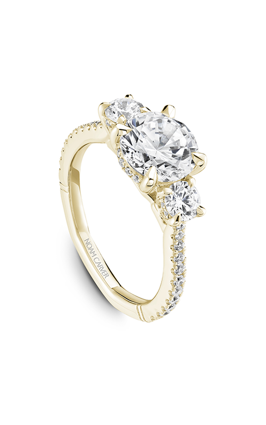 14K Yellow Gold Atelier Three Stone Round Engagement Ring