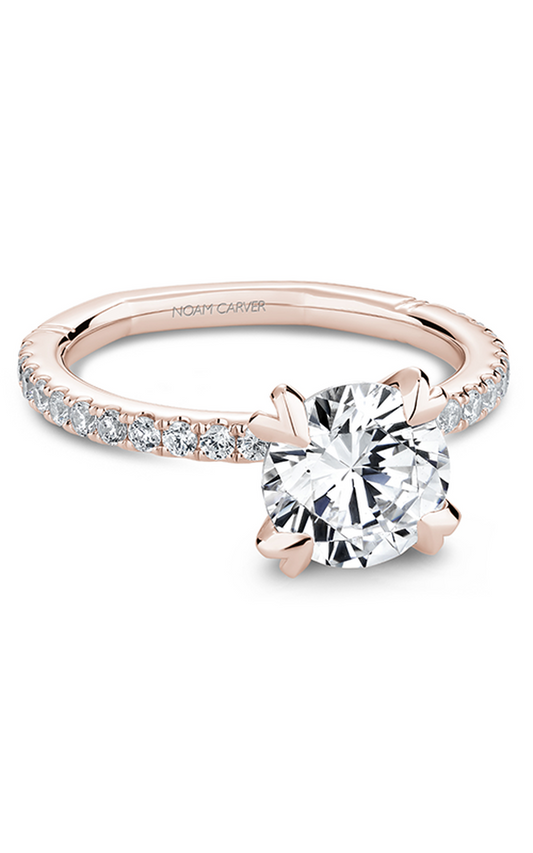 18K Rose Gold Atelier Sidestone Round Engagement Ring