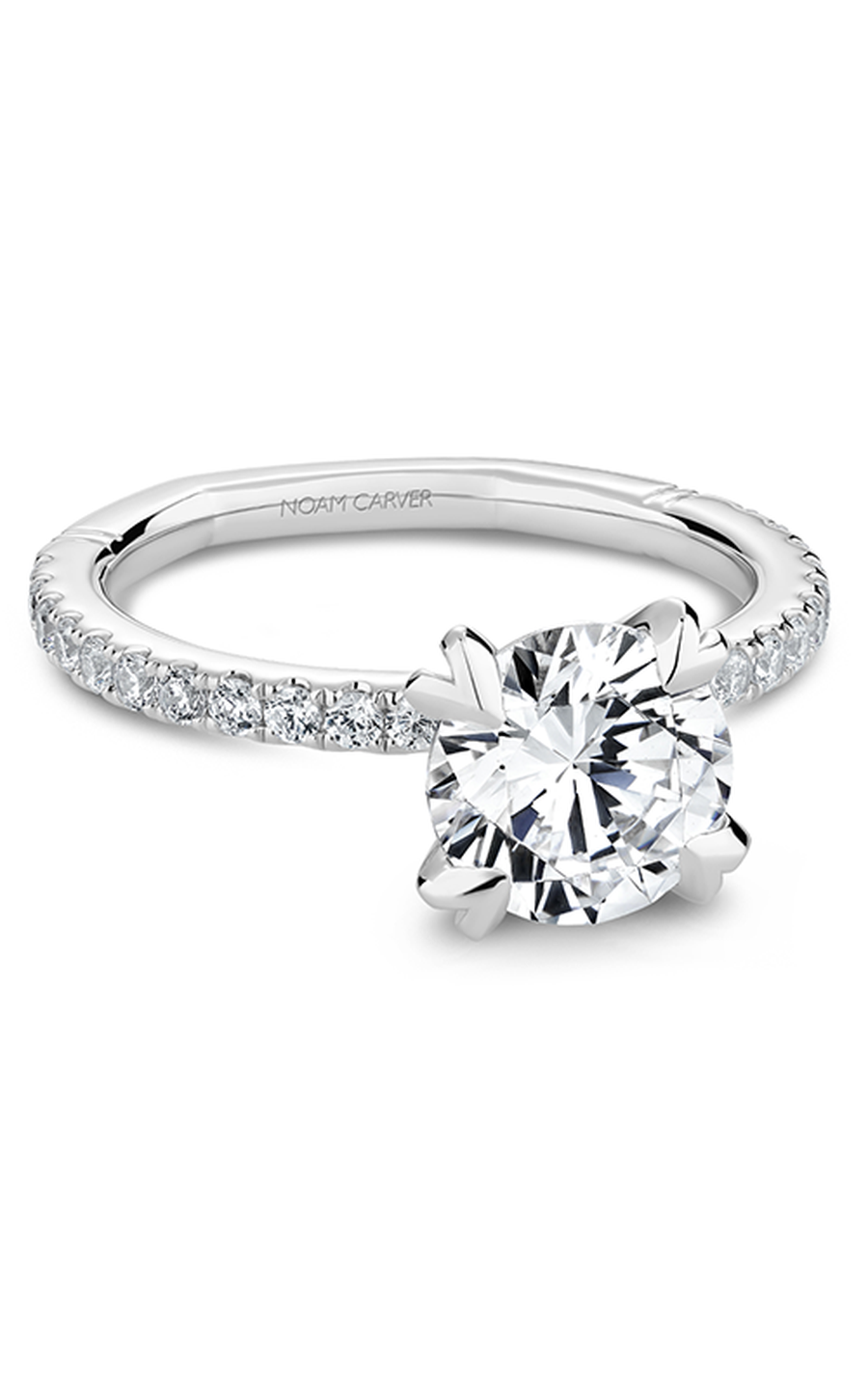18K White Gold Atelier Sidestone Round Engagement Ring