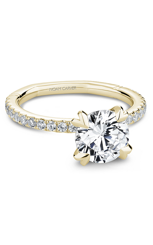 14K Yellow Gold Atelier Sidestone Round Engagement Ring