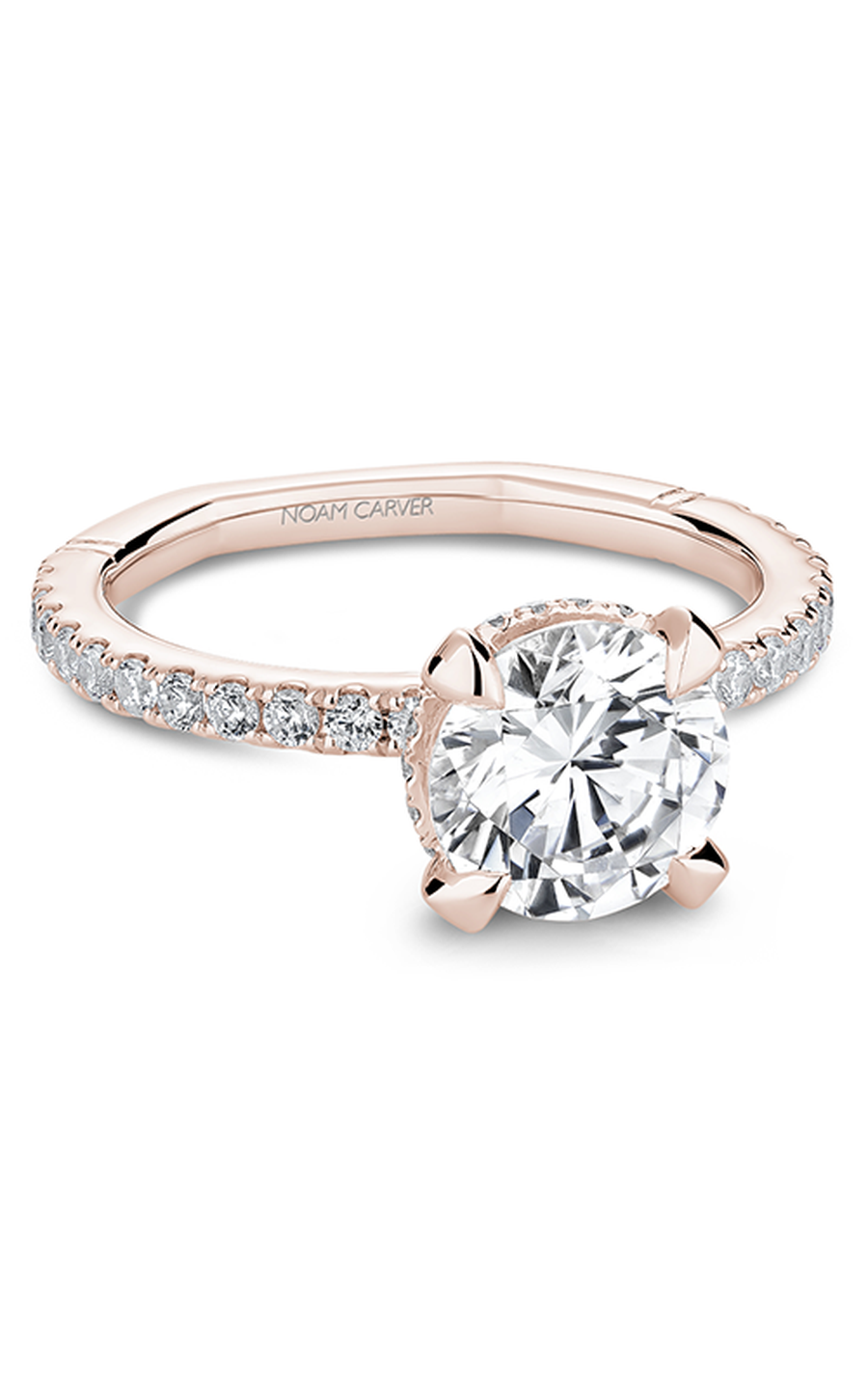 18K Rose Gold Atelier Sidestone Round Engagement Ring