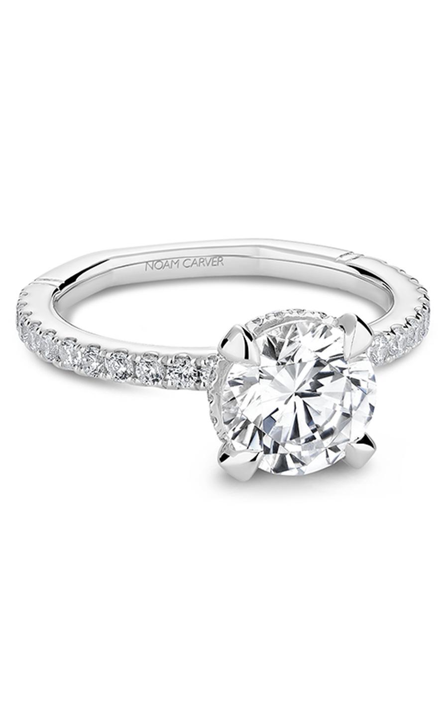 18K White Gold Atelier Sidestone Round Engagement Ring