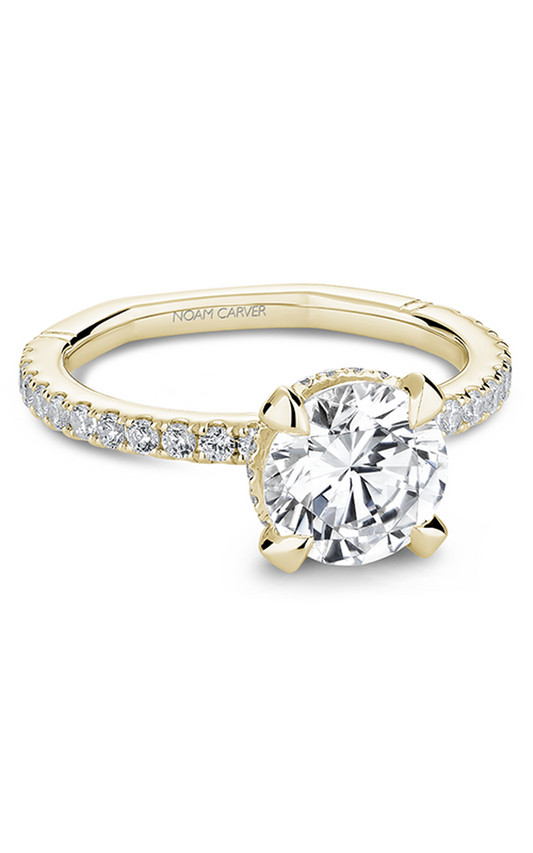 18K Yellow Gold Atelier Sidestone Round Engagement Ring