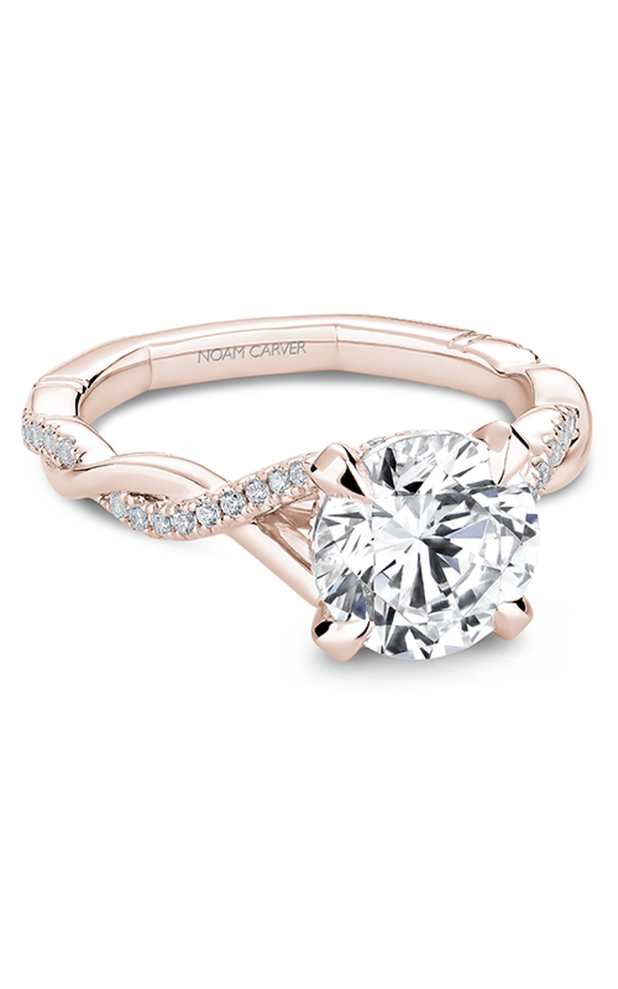 18K Rose Gold Atelier Sidestone Round Engagement Ring
