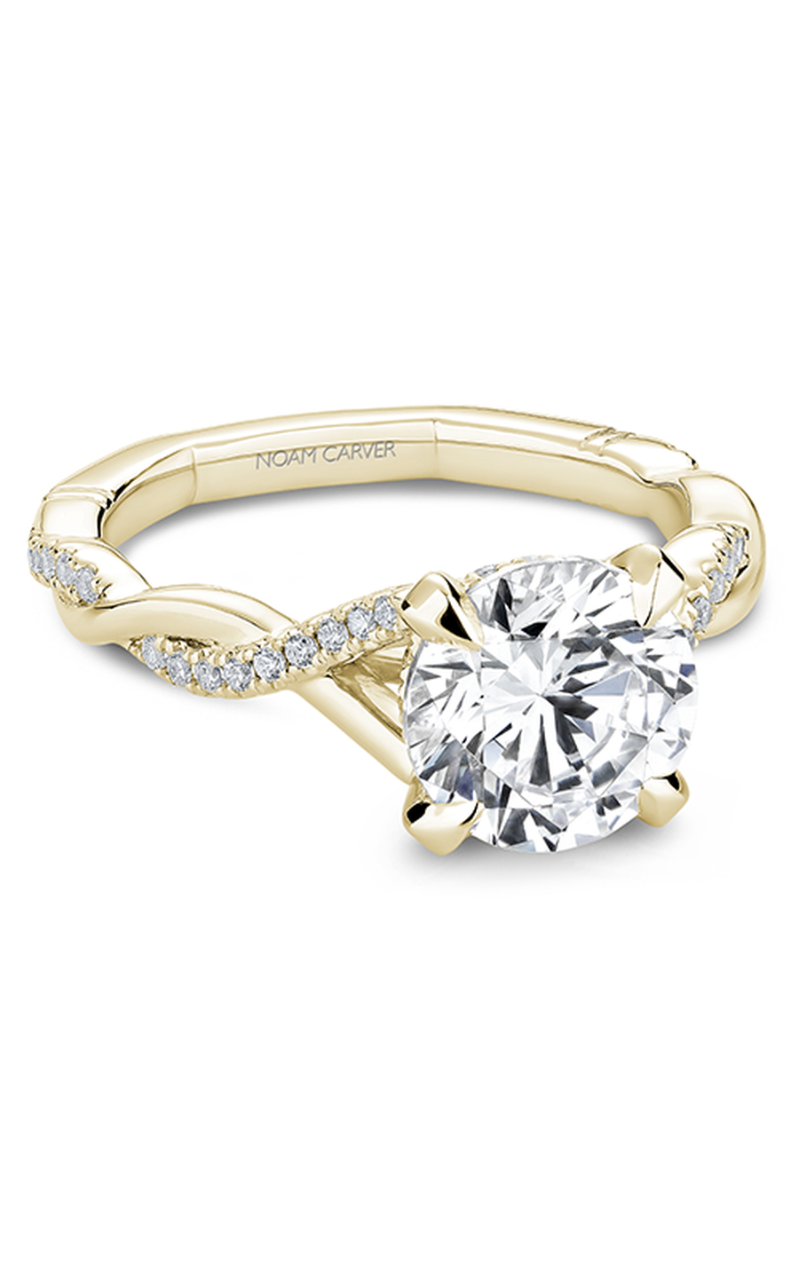 18K Yellow Gold Atelier Sidestone Round Engagement Ring