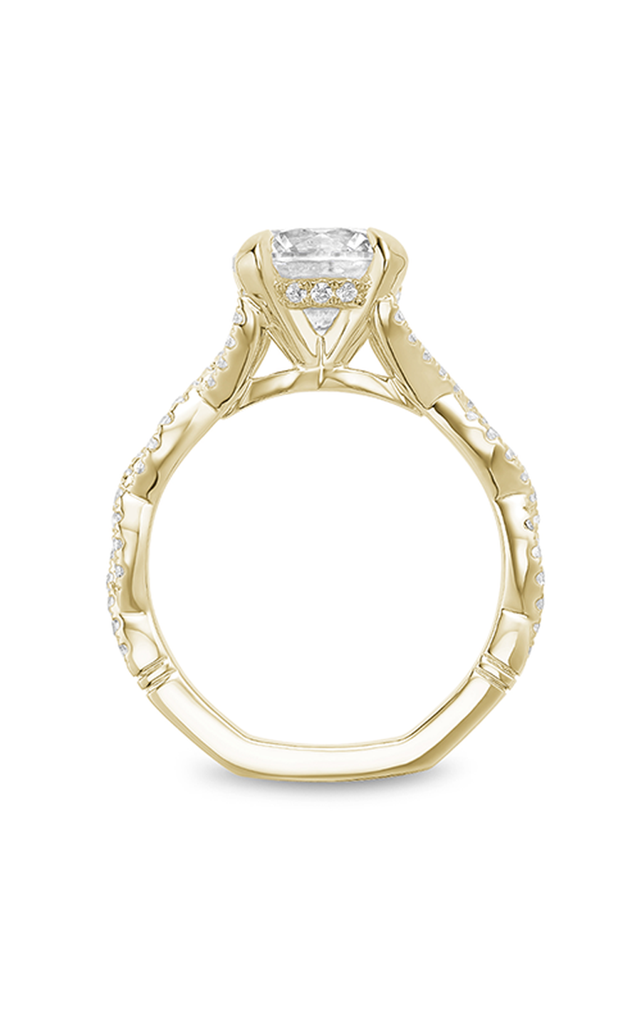 14K Yellow Gold Atelier Sidestone Round Engagement Ring