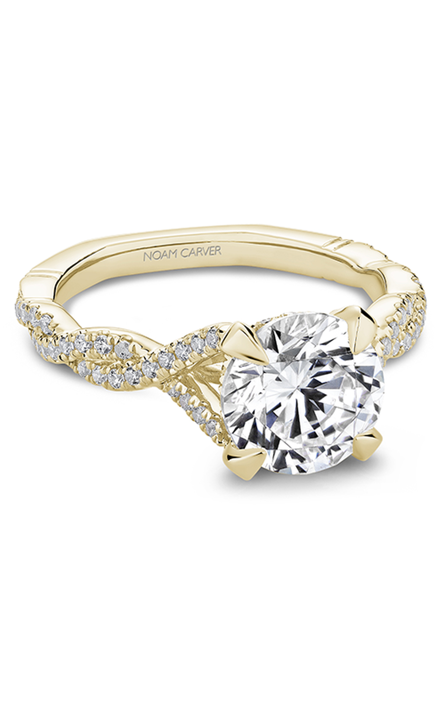 18K Yellow Gold Atelier Sidestone Round Engagement Ring