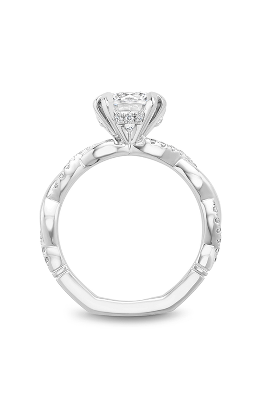 14K White Gold Atelier Sidestone Round Engagement Ring