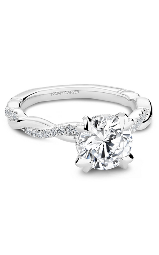 18K White Gold Atelier Sidestone Round Engagement Ring