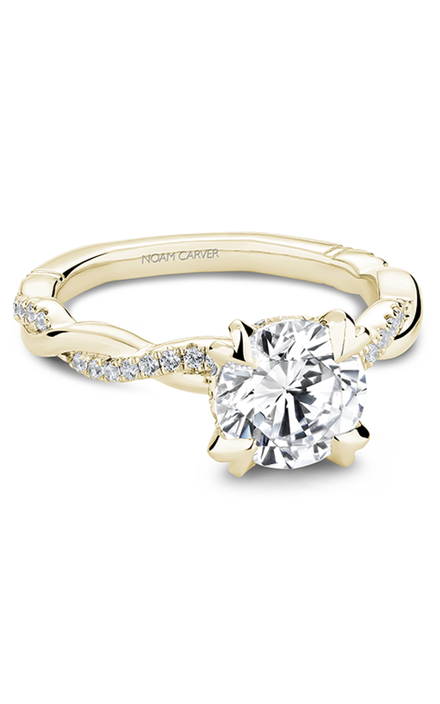 18K Yellow Gold Atelier Sidestone Round Engagement Ring