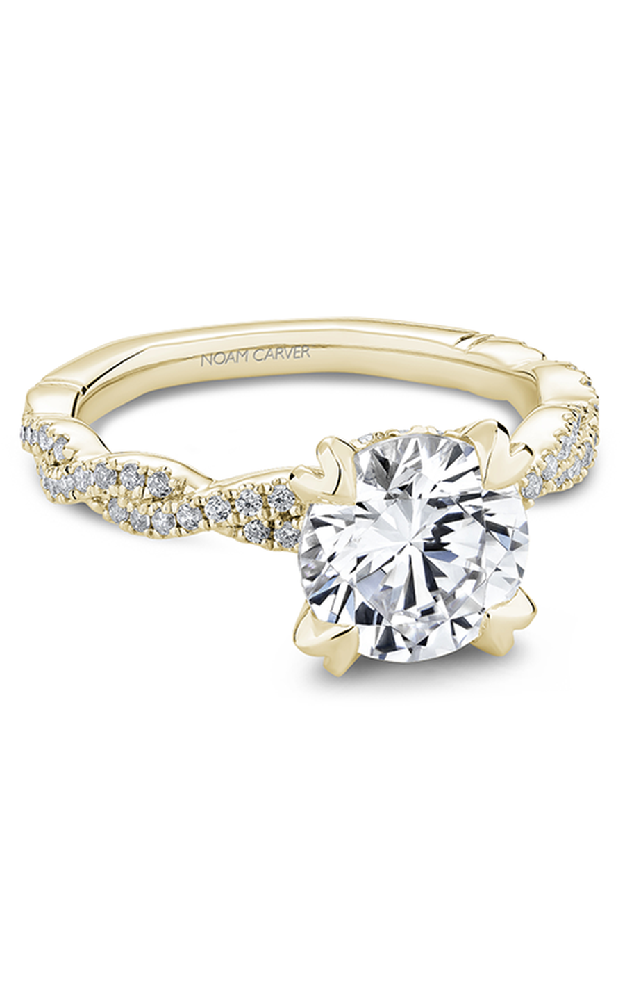 14K Yellow Gold Atelier Sidestone Round Engagement Ring