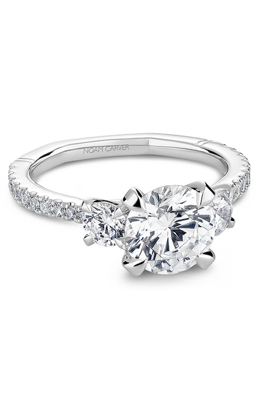Platinum Atelier Three Stone Round Engagement Ring