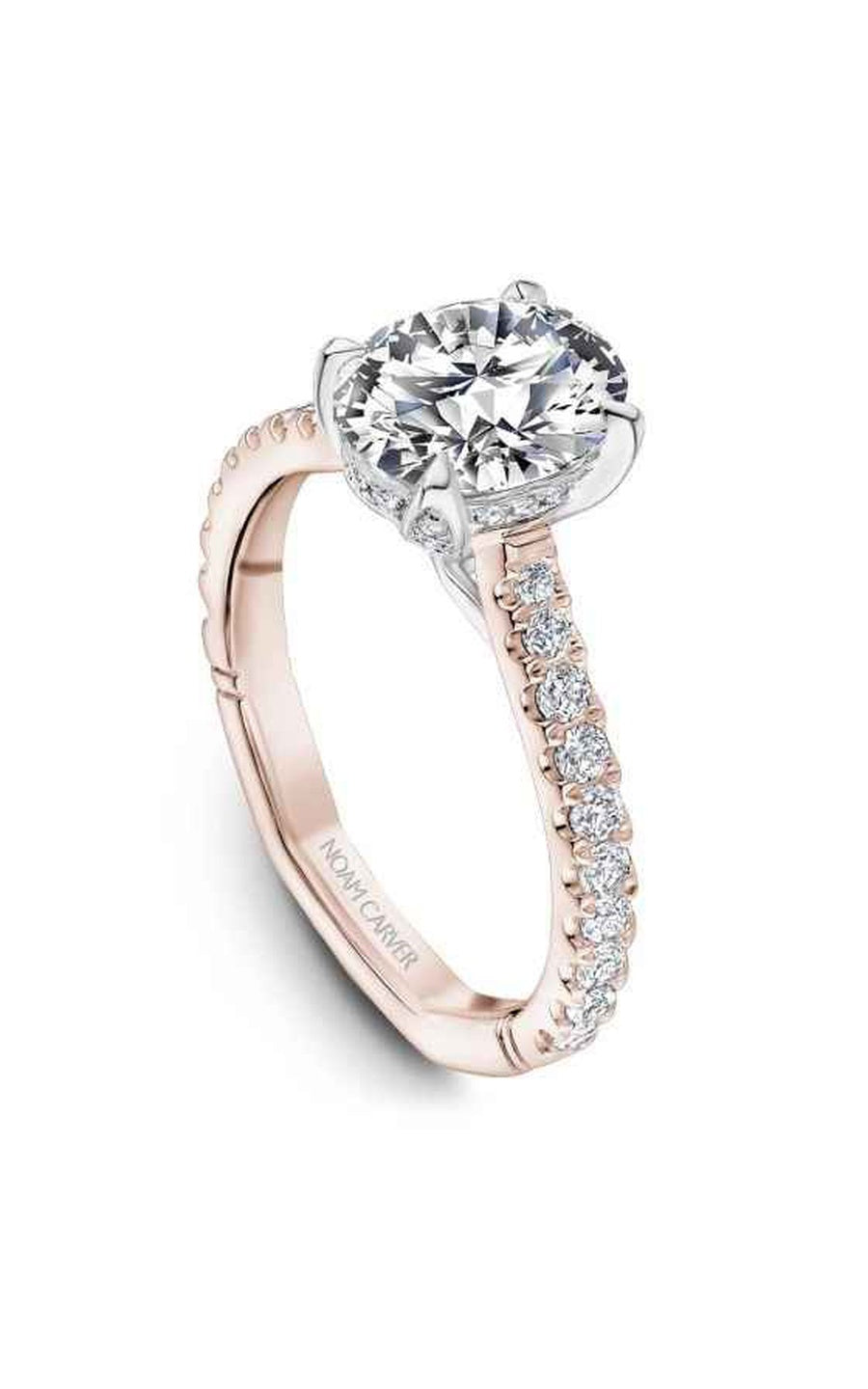 18K Rose Gold and 18K White Gold Atelier Sidestone Oval Engagement Ring