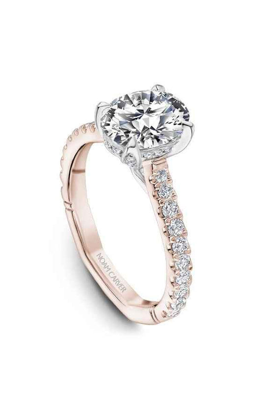 18K Rose Gold and 18K White Gold Atelier Sidestone Oval Engagement Ring