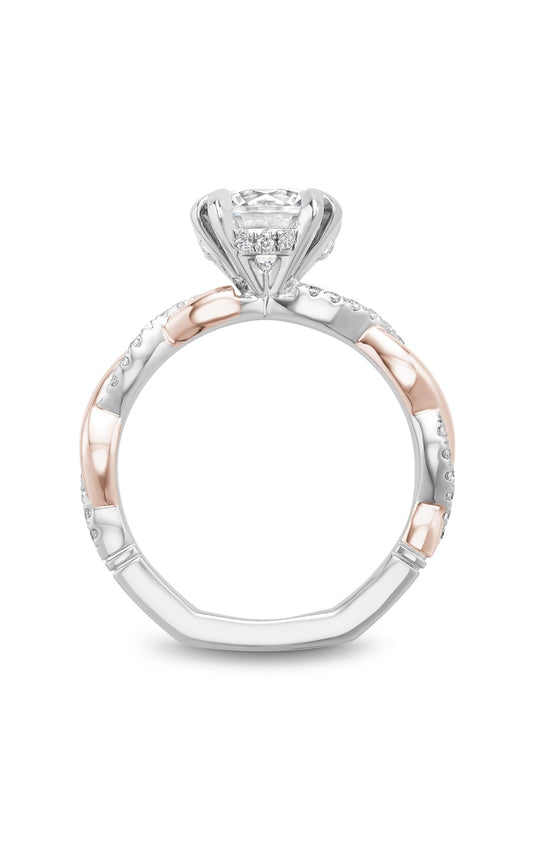 14K Rose Gold and 14K White Gold Atelier Sidestone Round Engagement Ring
