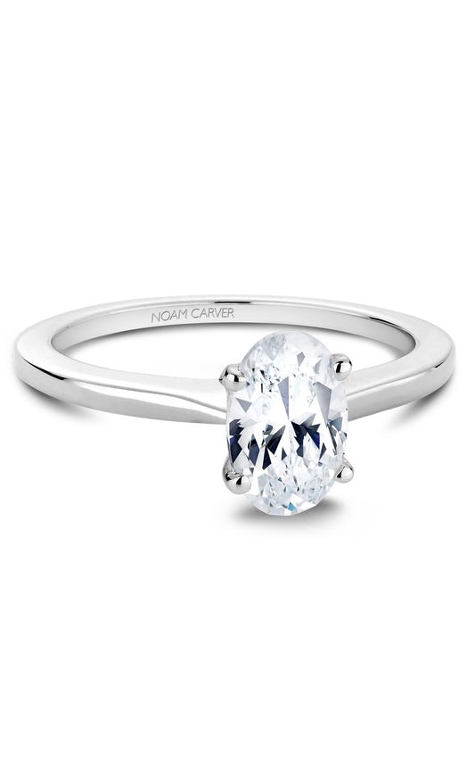 14K White Gold Solitaire Oval Engagement Ring