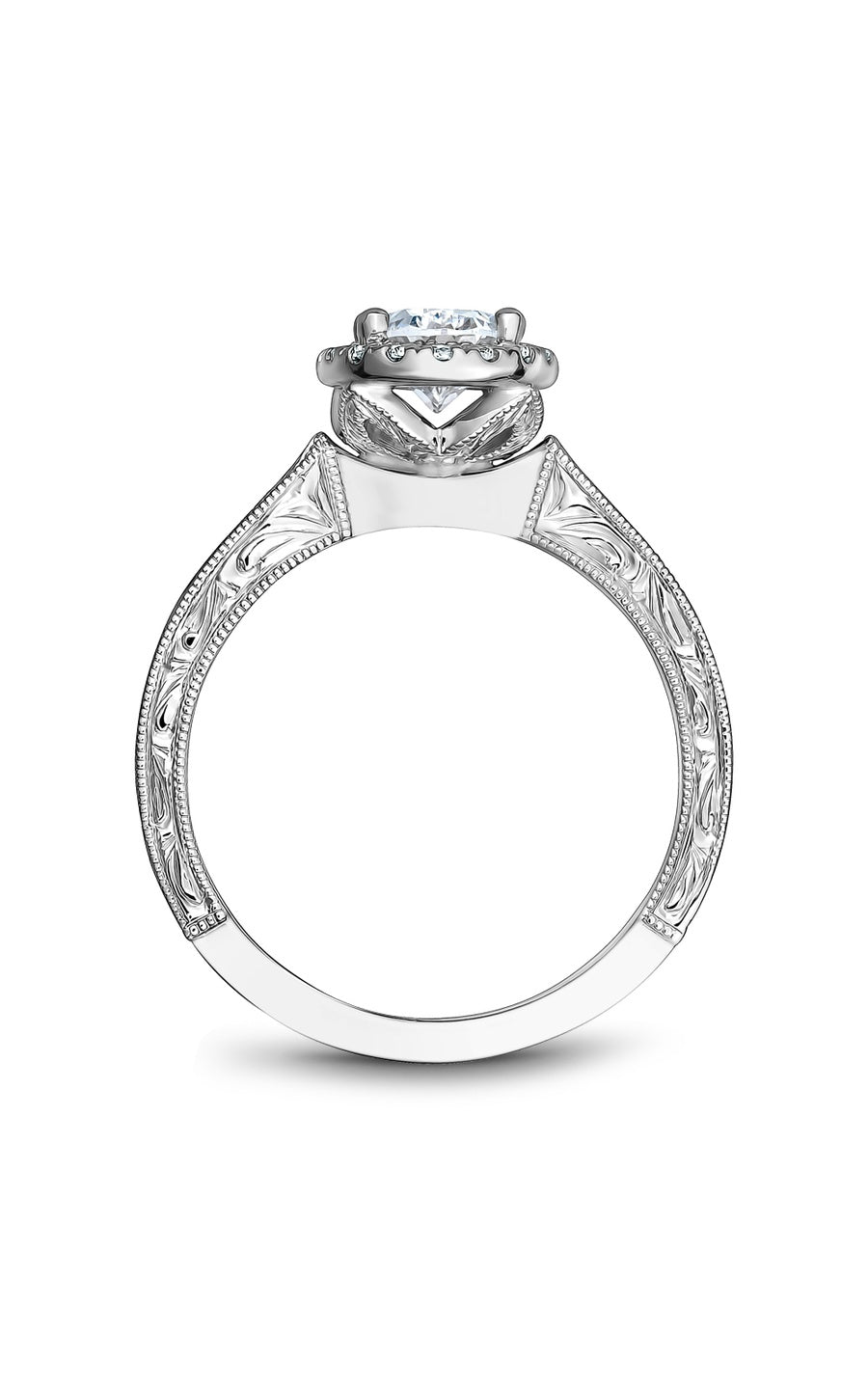 14K White Gold Halo Oval Engagement Ring
