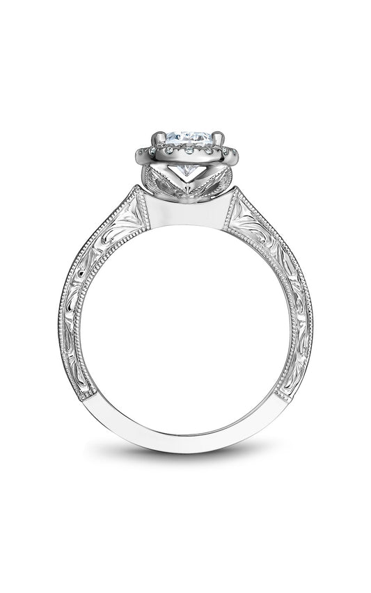 14K White Gold Halo Oval Engagement Ring