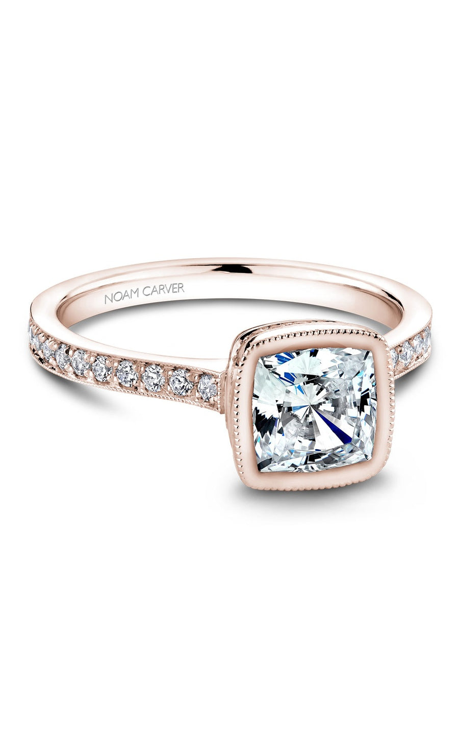18K Rose Gold Sidestone Cushion Engagement Ring