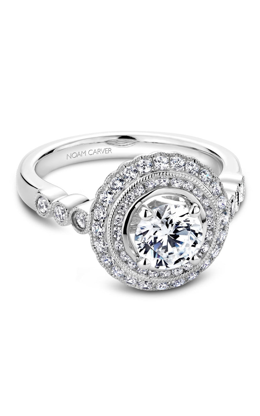 14K White Gold Halo Round Engagement Ring