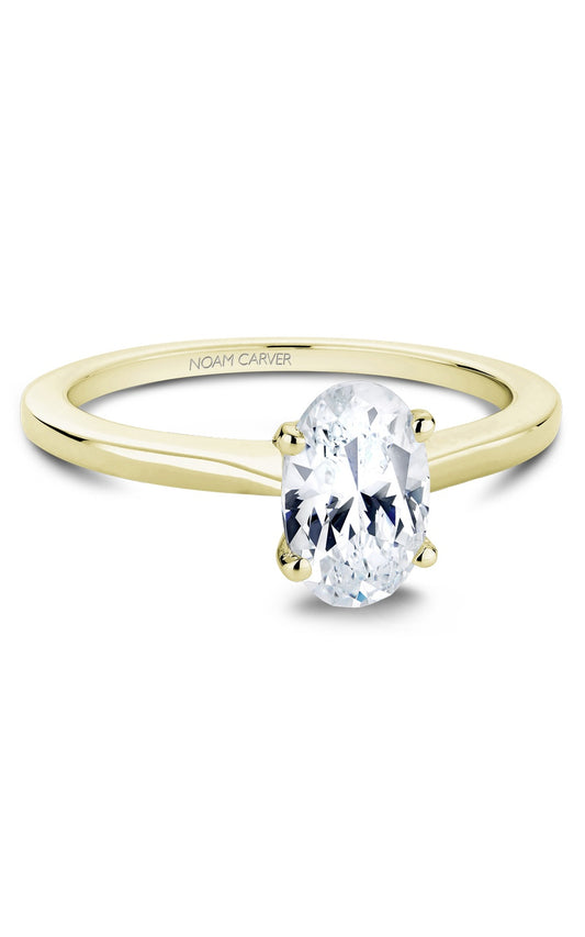 18K Yellow Gold Solitaire Oval Engagement Ring