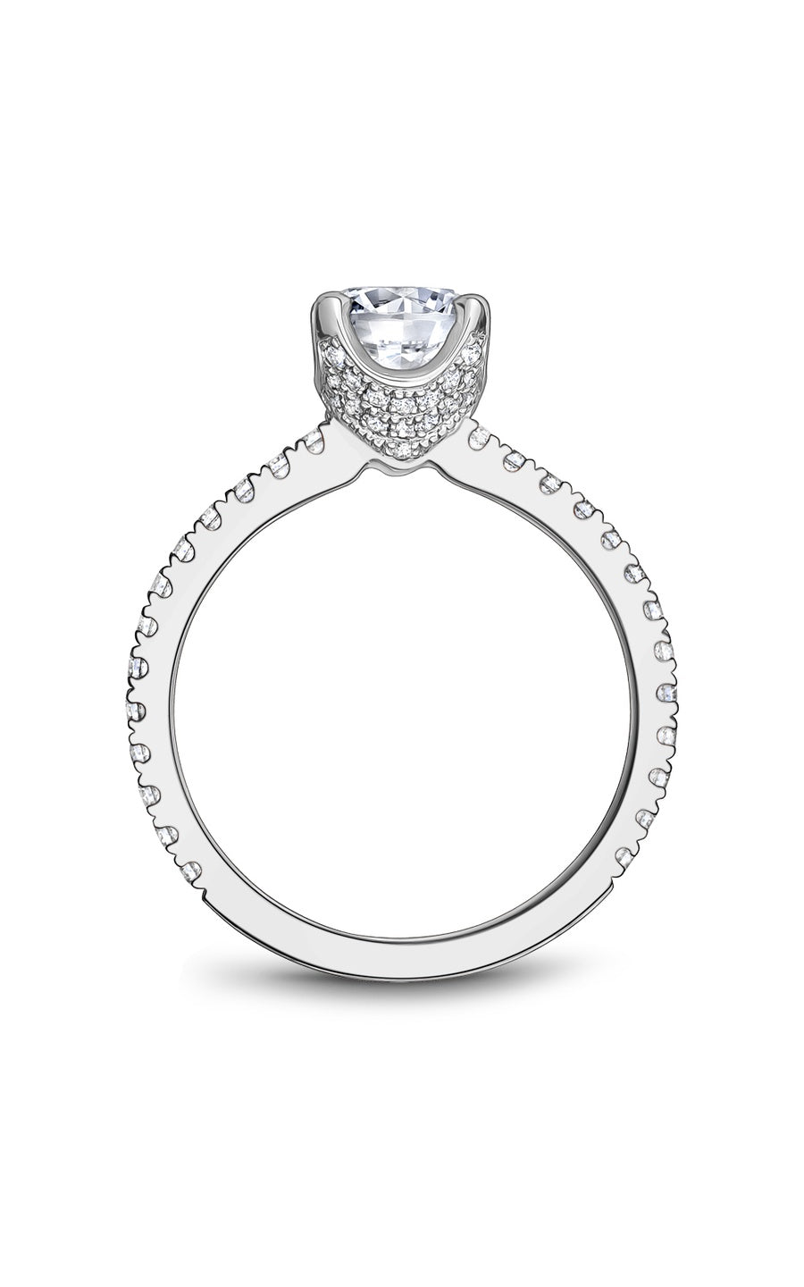18K White Gold Sidestone Round Engagement Ring