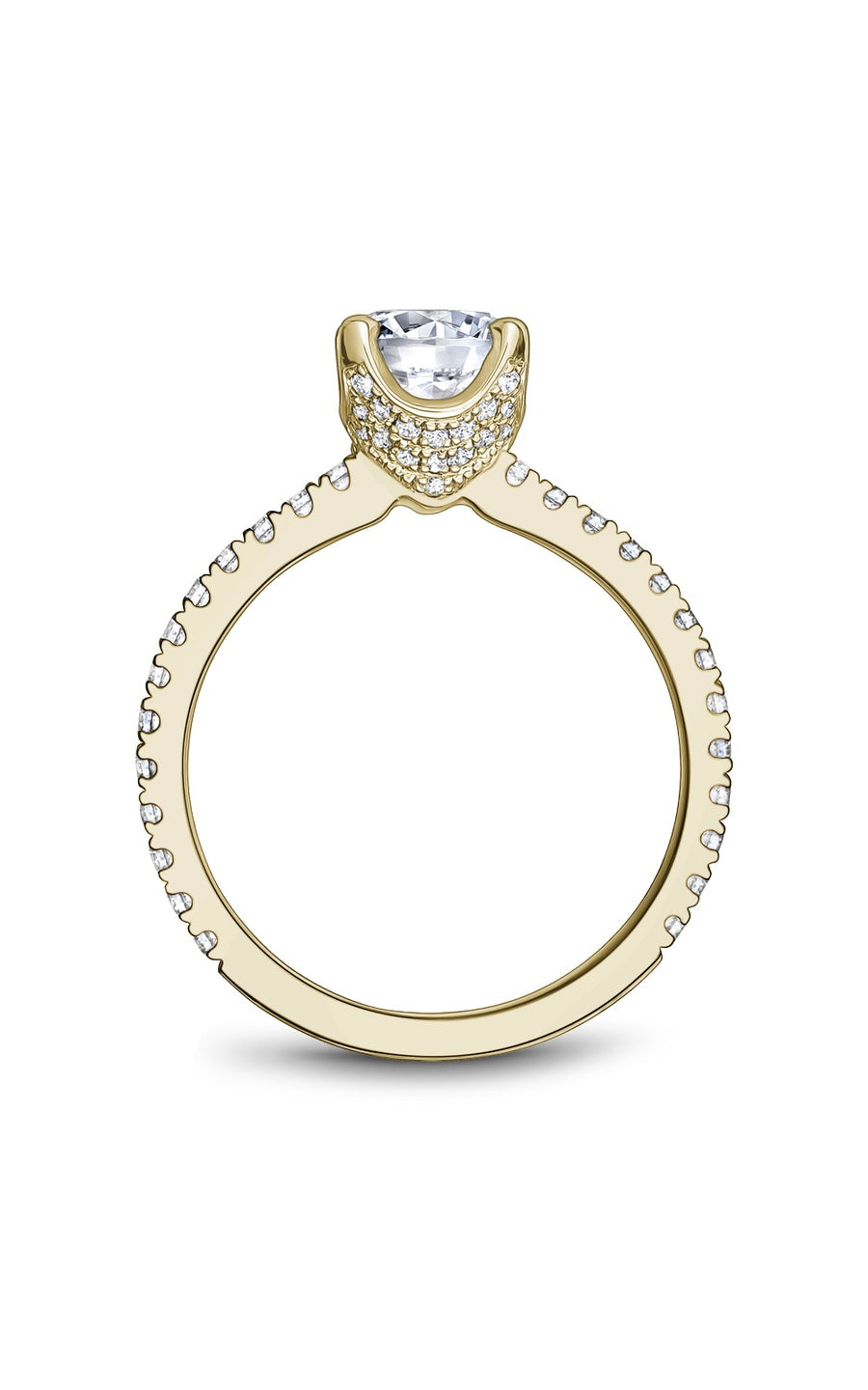 14K Yellow Gold Sidestone Round Engagement Ring