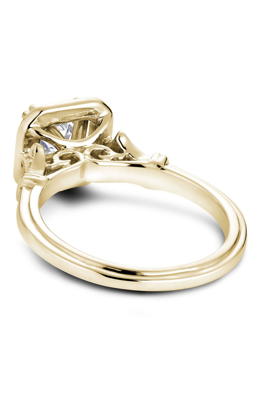 18K Yellow Gold Halo Princess Engagement Ring