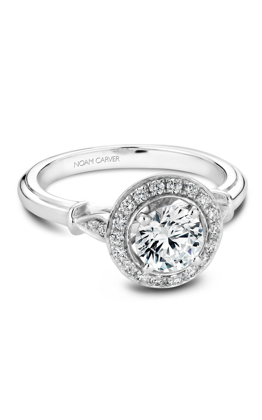 18K Rose Gold and 18K White Gold Halo Round Engagement Ring