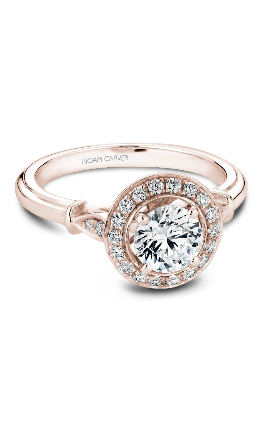 18K Rose Gold Halo Round Engagement Ring