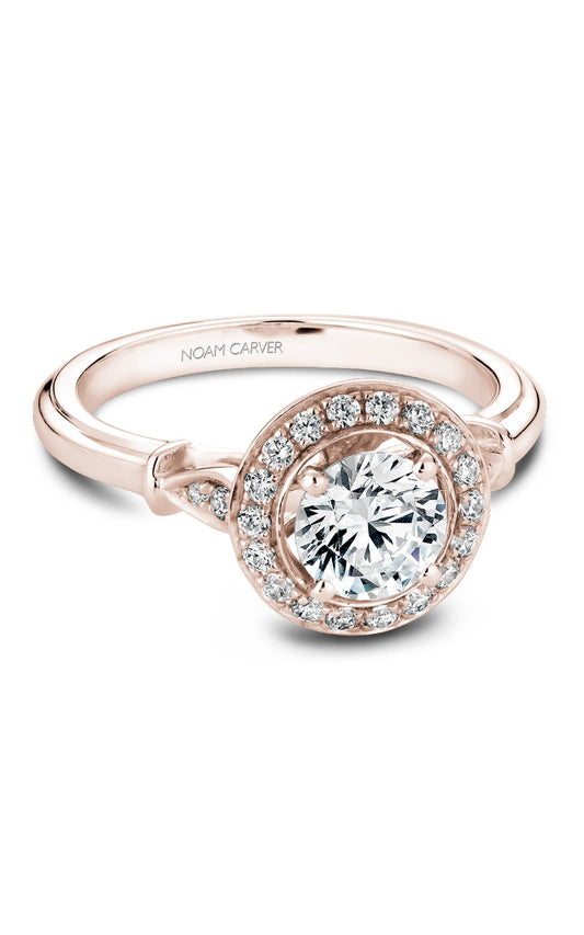 18K Rose Gold Halo Round Engagement Ring
