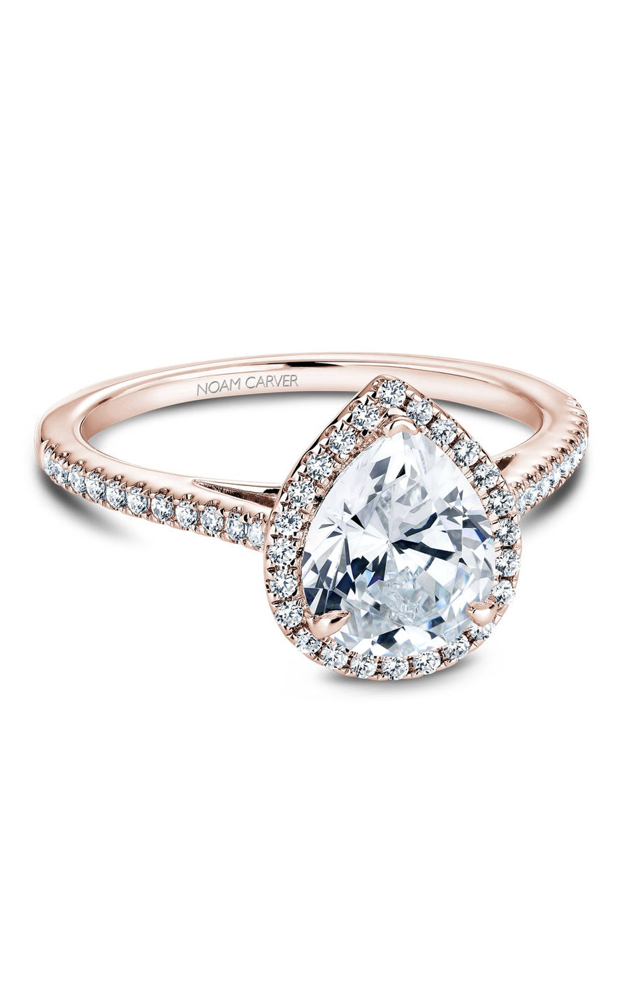 18K Rose Gold Halo Pear Engagement Ring