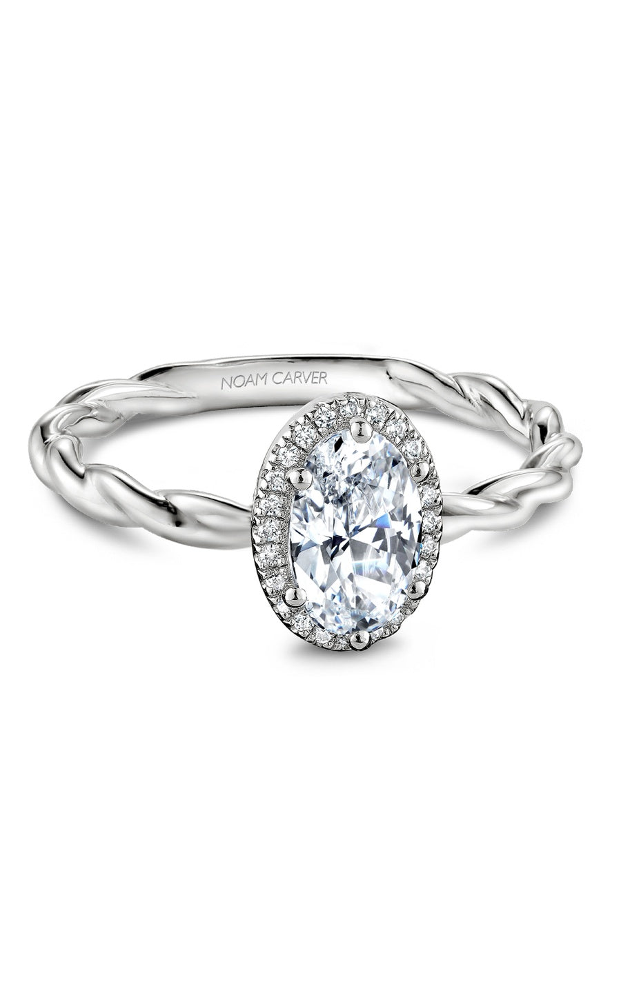 14K White Gold Halo Oval Engagement Ring
