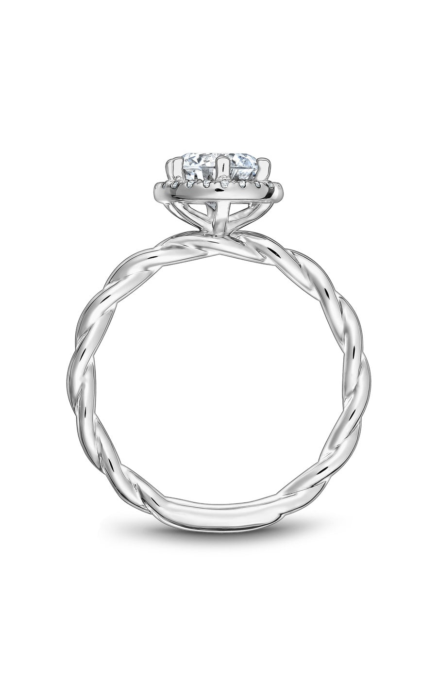 14K White Gold Halo Round Engagement Ring