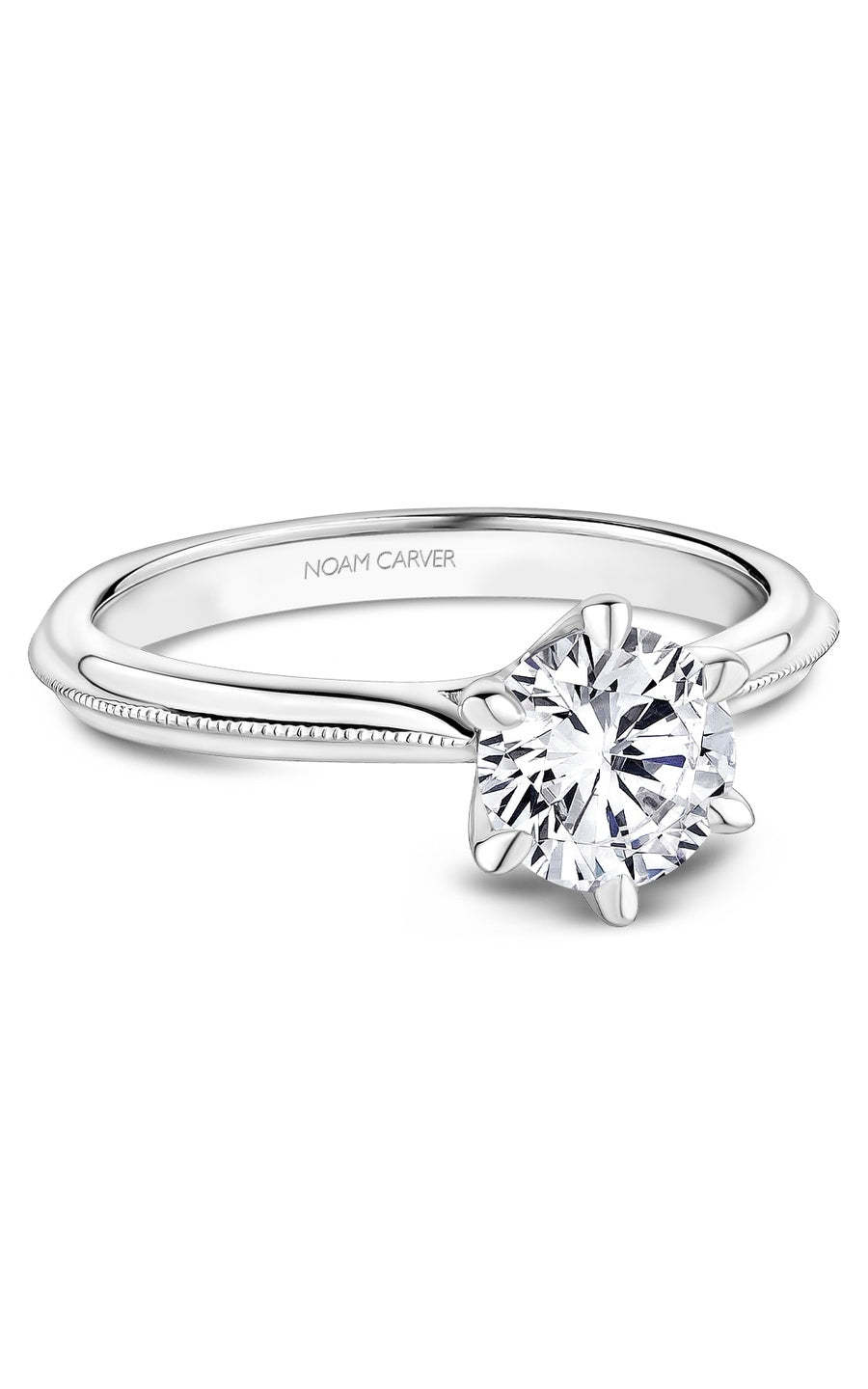 14K White Gold Solitaire Round Engagement Ring
