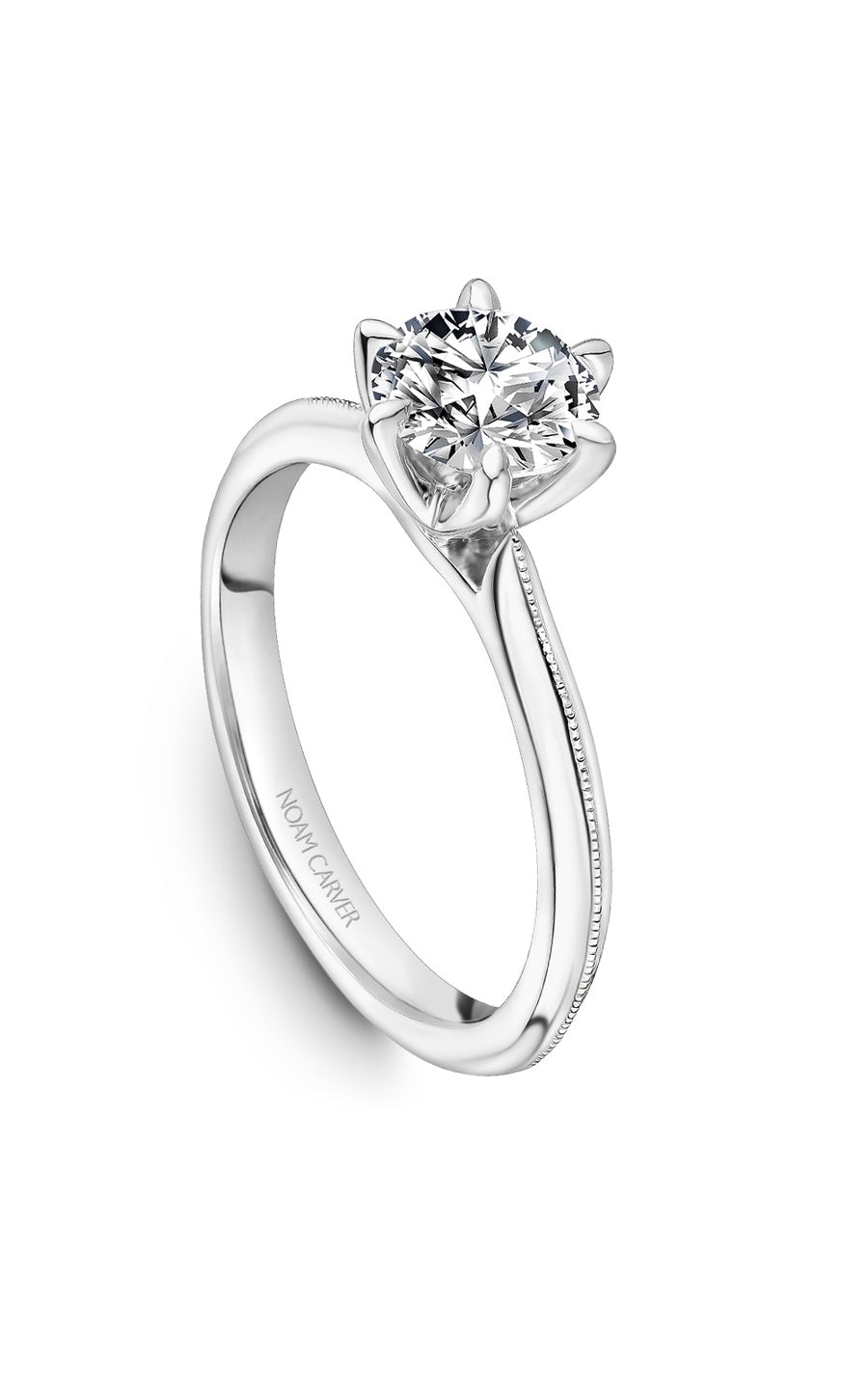 14K White Gold Solitaire Round Engagement Ring