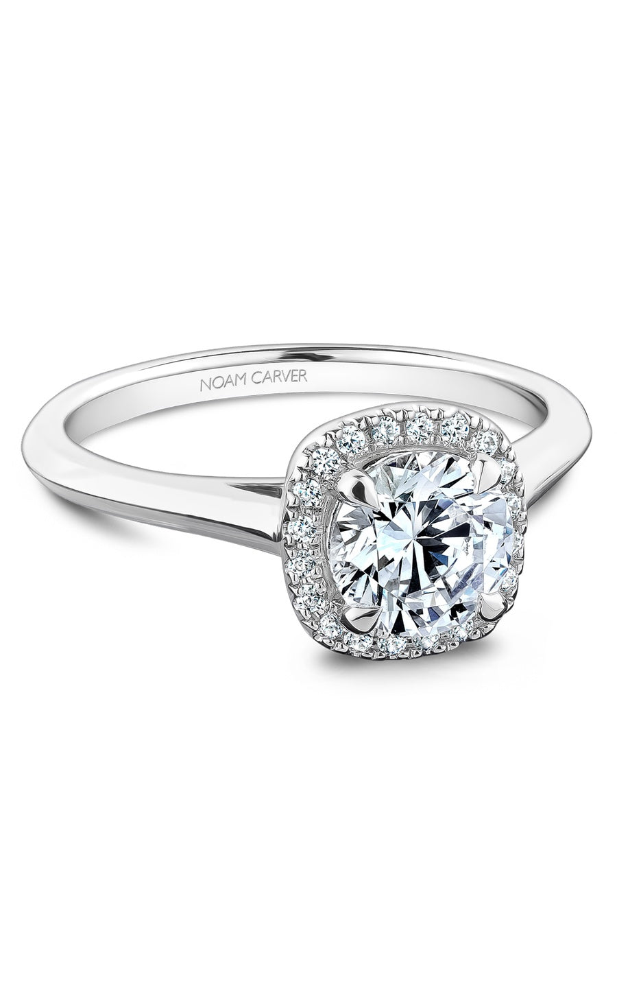 18K White Gold Halo Round Engagement Ring