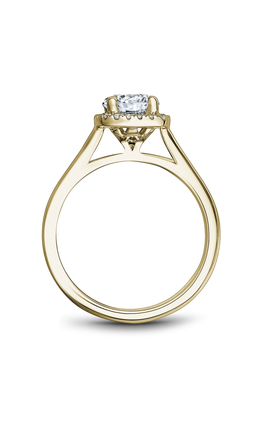 18K Yellow Gold Halo Round Engagement Ring