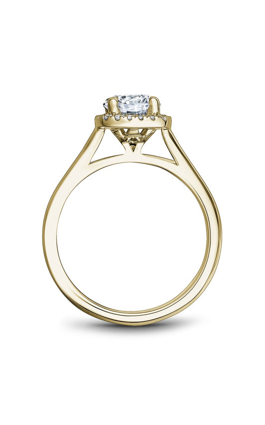 18K Yellow Gold Halo Round Engagement Ring