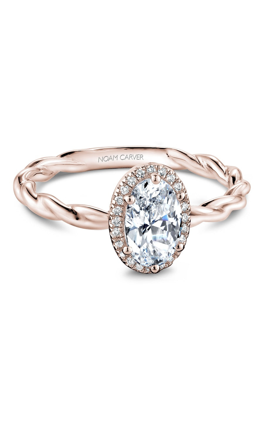 14K Rose Gold Halo Oval Engagement Ring