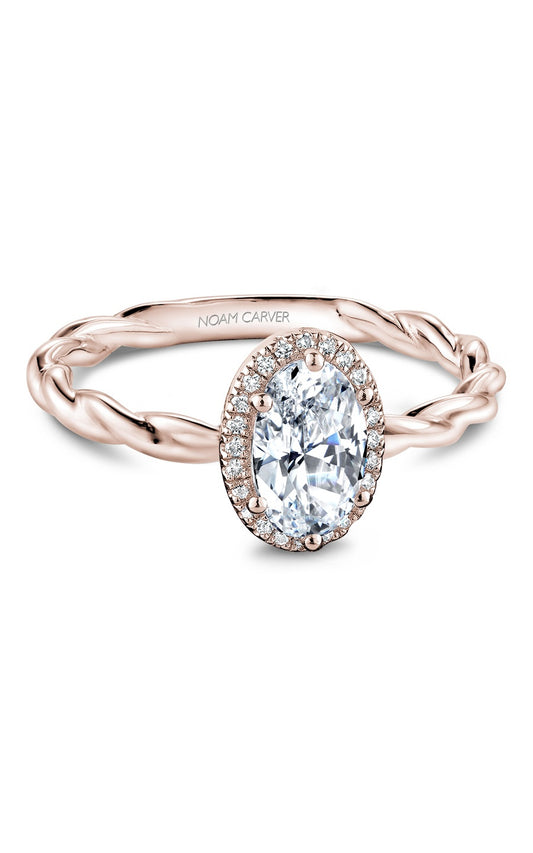 14K Rose Gold Halo Oval Engagement Ring