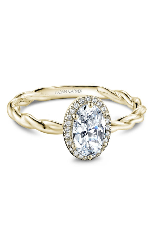 18K Yellow Gold Halo Oval Engagement Ring