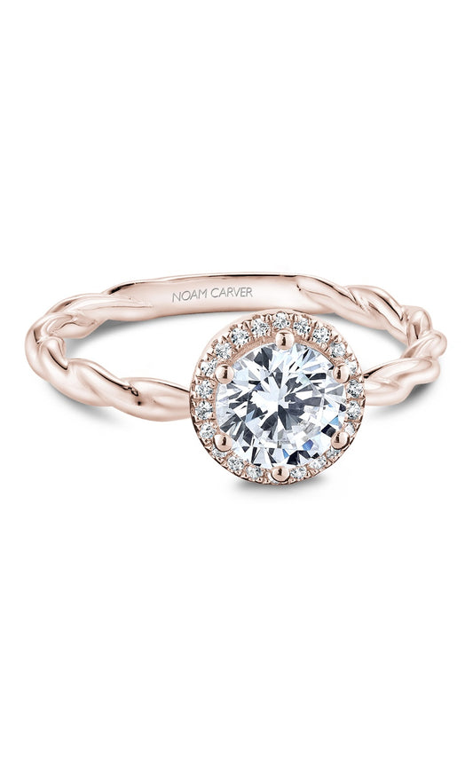14K Rose Gold Halo Round Engagement Ring