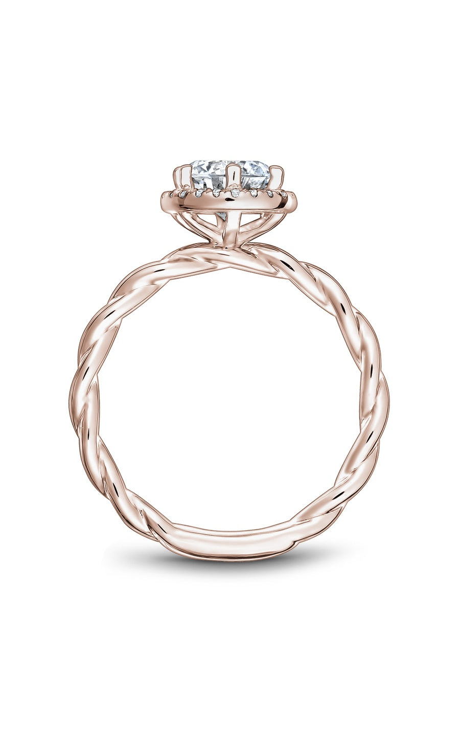 14K Rose Gold Halo Round Engagement Ring